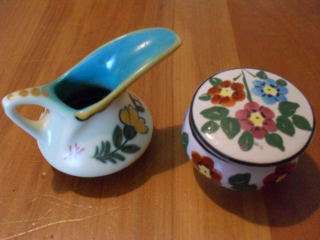A GOUDA  LITTLE JUG AND A CYPRUS TRINKET BOX !!!!!!