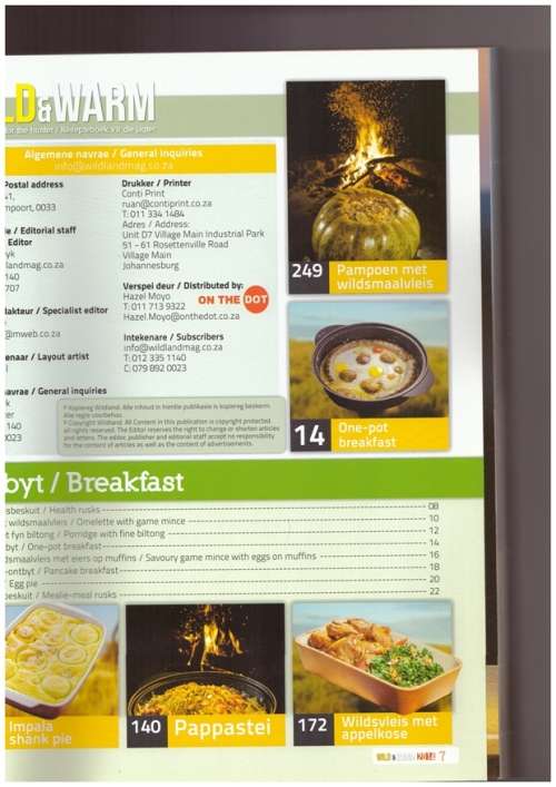 Wild & Warm, Recipe book for the hunter / Resepteboek vir die jagter