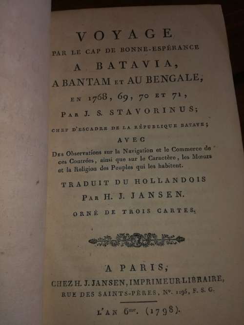 Voyage par le cap de bonne-espérance A Batavia, A Bantum et Au Bengale - (1798)
