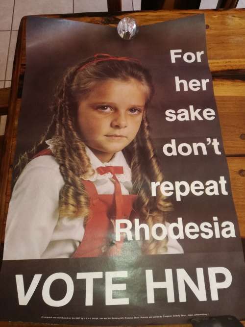 HNP A3 poster, For her sake dont repeat Rhodesia