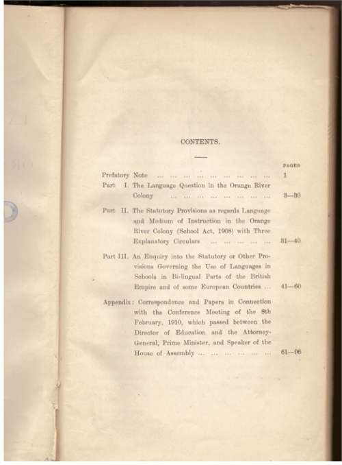 Language question in the Orange River Colony 1902-1910