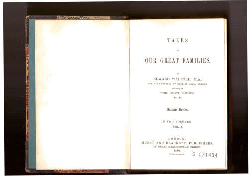 Tales of Our Great Families - 1880 - two volumes