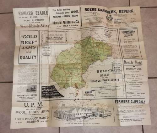 Braby`s map of the Orange Free State 1928