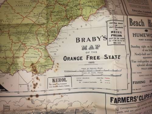 Braby`s map of the Orange Free State 1928
