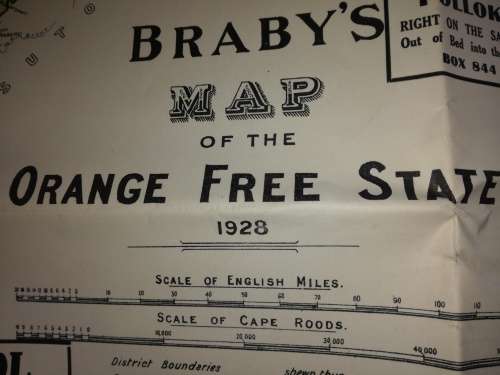 Braby`s map of the Orange Free State 1928