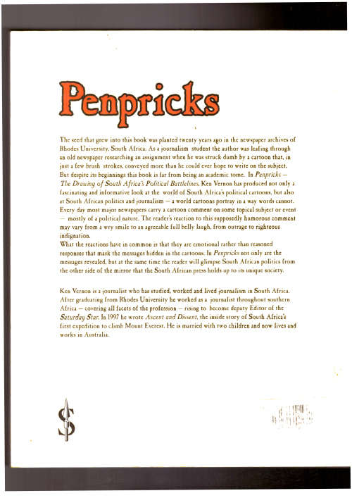 Penpricks The Drawing of South Africa`s Political Battlelines