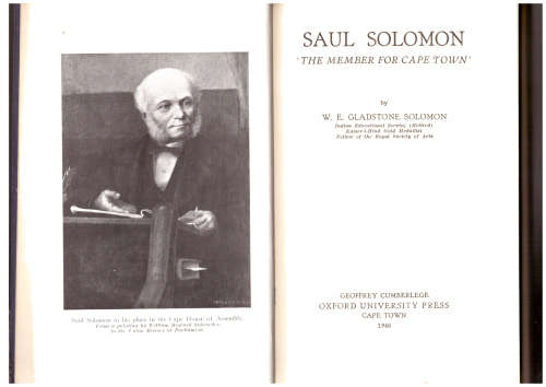 Saul Solomon, The Member for Cape Town