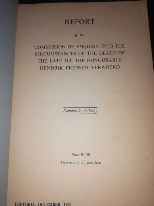 Commission of enquiry of the death of Dr. Hendrik Frensch Verwoerd