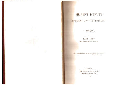 Hubert Hervey, Student and Imperialist (Rhodesia) 1899