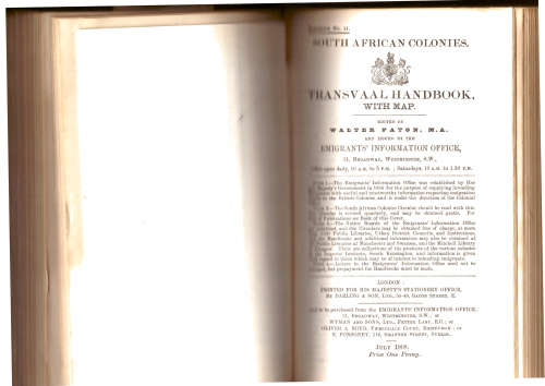 Handbooks on British Colonies 1908, include South Africa