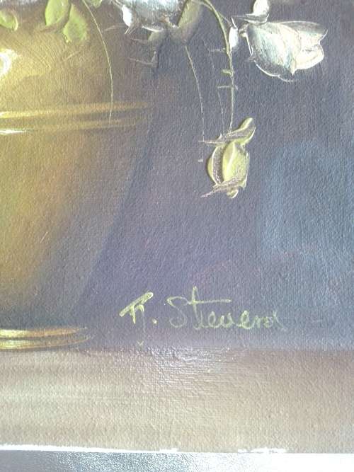 Oil painting, still life on canvas, R. Stevens