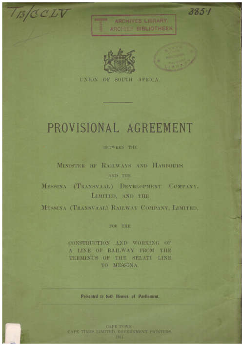 Provisional Agreement, Terminus of the Selati line of Messina