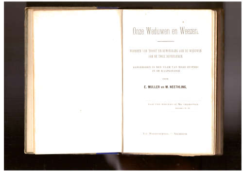 Onze Weduwen en Weezen, woorden van troost enen bemoediging aan de weduwen van de twee republieken