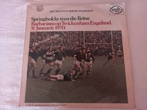 Springbokke teen die Britse Barbarians op Twickenham England 31 Januarie 1970 - vinyl record