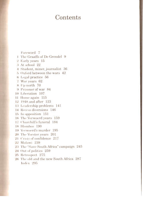 DIV Looks Back The memoirs of Sir De Villiers Graaff