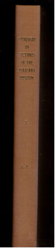 Johannesburg Africana Museum, Catalogue of Pictures volume 3