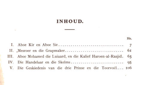 Aboe Kir en Aboe Sir en ander verhale uit die Arabiese nagstories, Boekies vir die kleinspan No.XIV