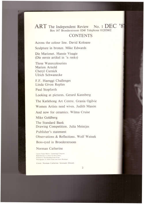 ART The independent Review No. 1 Dec. 1987
