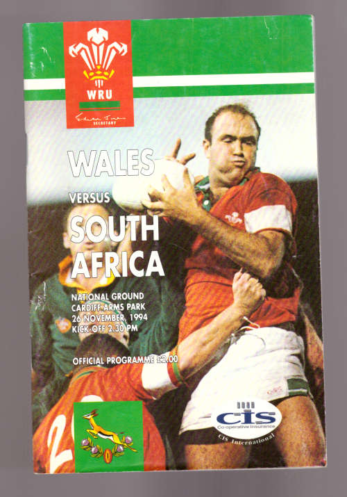 Wales versus South Africa 26 November, 1994, Official Programme