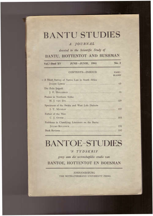 Bantu Studies - June 1941