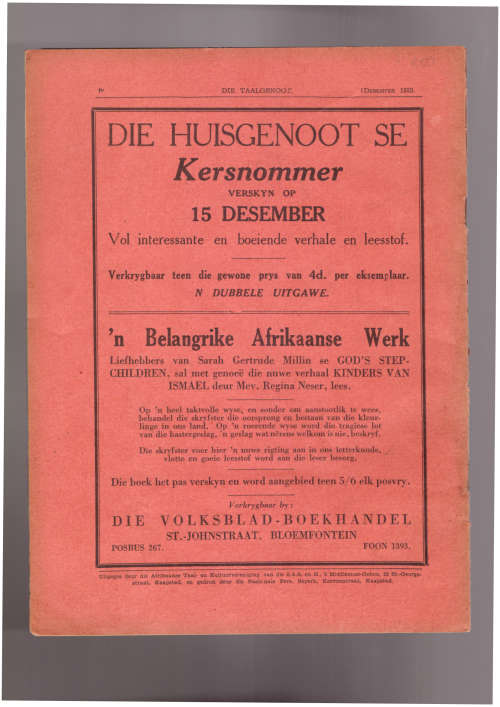 Die Taalgenoot, Desember 1933, No. 1