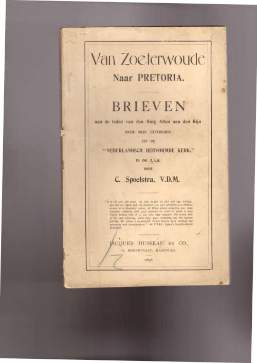 Van Zoeterwoude Naar Pretoria. Brieven aan de leden van den Ring Alfen aan den Rijn.....