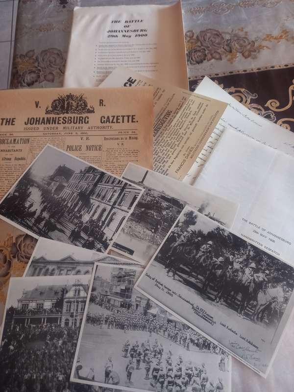 The Battle of Johannesburg 29th May 1900, facsimile reproductions in large envelop