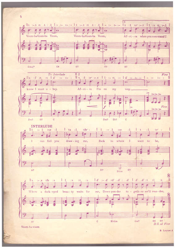 Voom-Ba-Voom, by Nico Carstens and Anton de Waal, music sheet