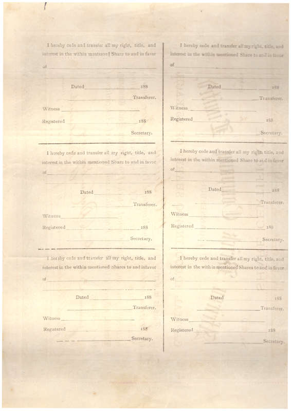 Share Certificate in the African Brick Company Limited, 1889