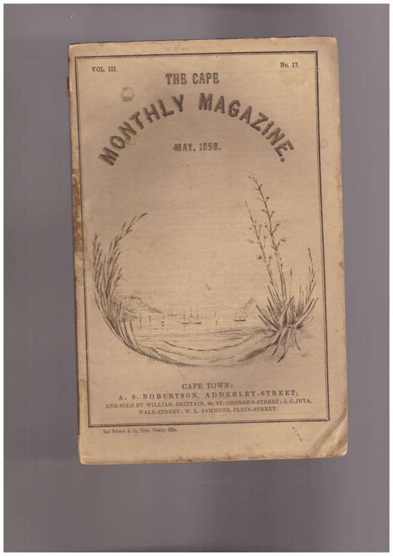 The Cape Monthly Magazine - May 1858