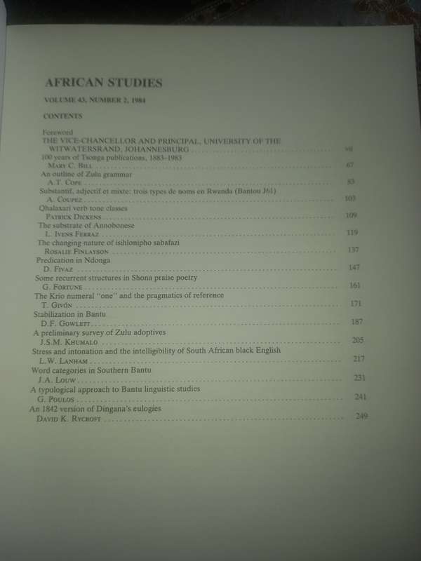 African Studies, Rramalebanya, volume 43 - number 2 - 1984
