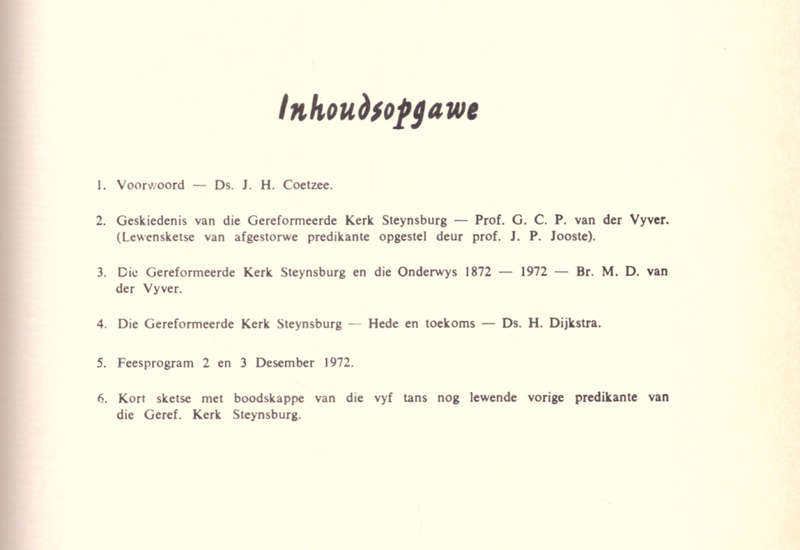 Gereformeerde Kerk Steynsburg 1872-1972