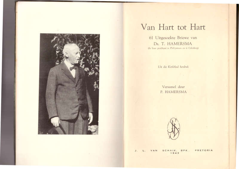 Van Hart tot Hart uitgesoekte briewe van Ds. T. Hamersma