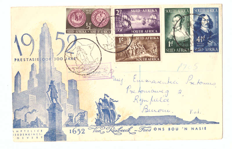SOUTH AFRICA 1952 VAN RIEBEECK TERCENTENARY FIRST DAY COVER