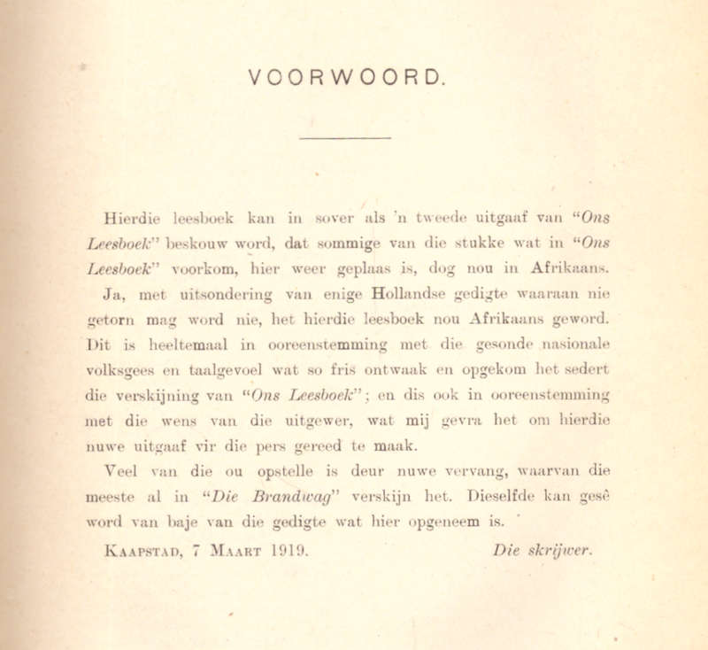 Afrikaanse Leesboek (vir huis en skool) Jan F.E. Celliers