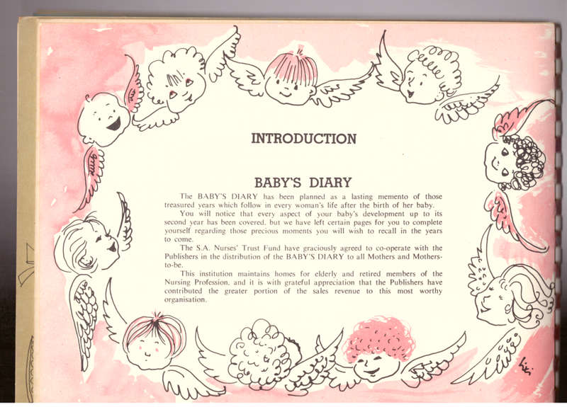 Baby`s Diary, vintage South African baby`s birth book