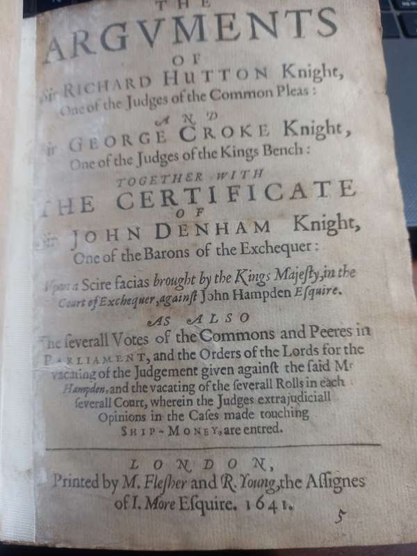 The Argvments of Sir Hutton Knight, and Sir George Croke Knight ...1641