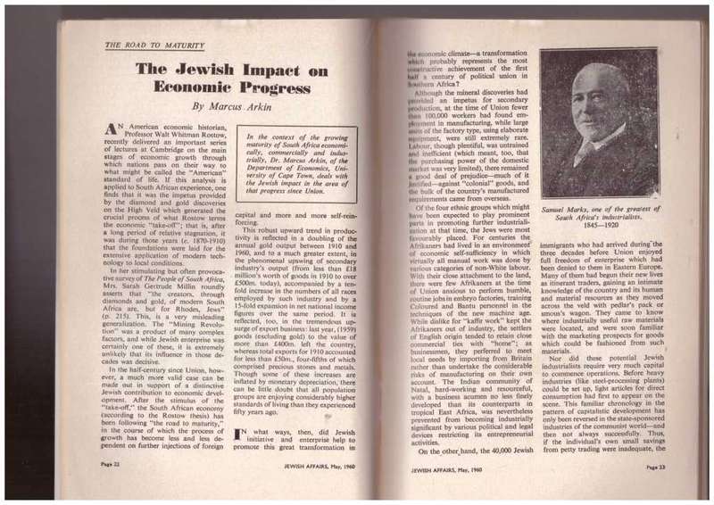 Jewish Affairs - 1910-1960, South African Jewry in 50 years of Union - Special Festival Issue