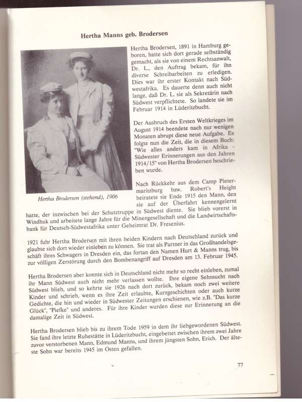 Wie alles anders kam in Afrika, Südwester Erinnerungen aus den Jahren 1914/15