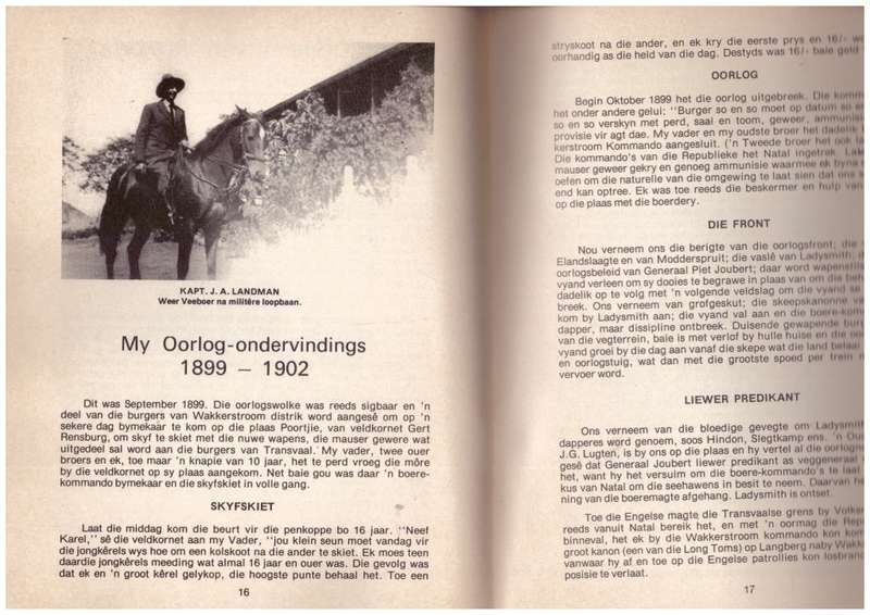 Uit die verlede en ons segoed,  (Kapt. J.A. Landman)