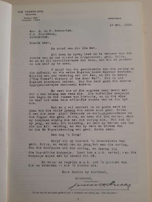 Generaals Coen Brits en Louis Botha 1899 - 1919 : F.P. du P. Robbertze