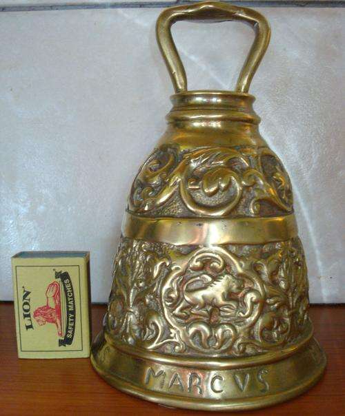 HUGE Old Dutch Brass Apostle Bell with Original Lead Clapper
