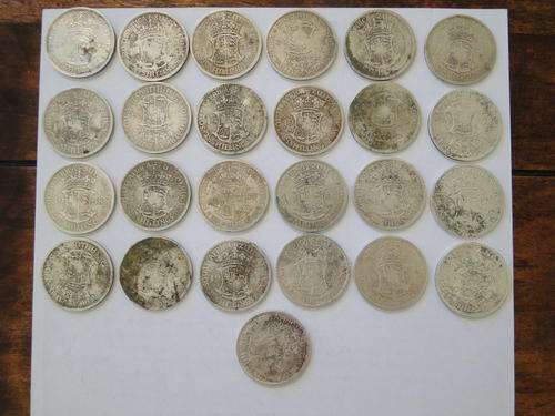 25 x Half Silver Crown Coins (2 and 1/2 Shillings) 1923 - 1940