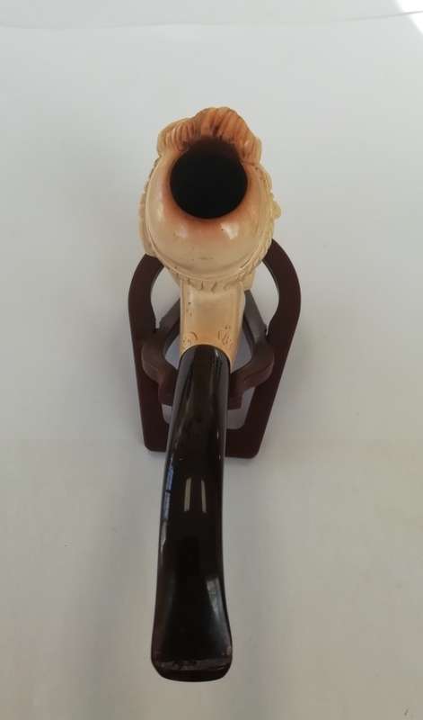 EXQUISITELY CARVED BLOCK MEERSCHAUM SMOKING PIPE WITH FITTED CASE