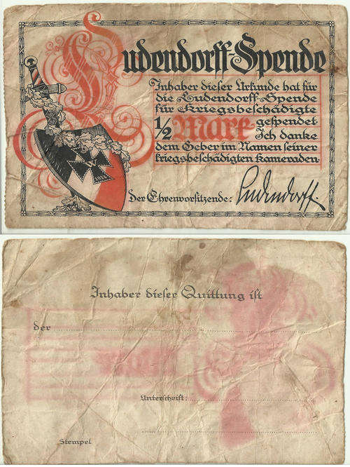 Ludendorff-Spende 1/2 Mare - WW1 Postcard