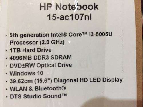 HP Notebook Intel (R) Core (TM) i3-5005U CPU @ 2.00GHZ 2.00