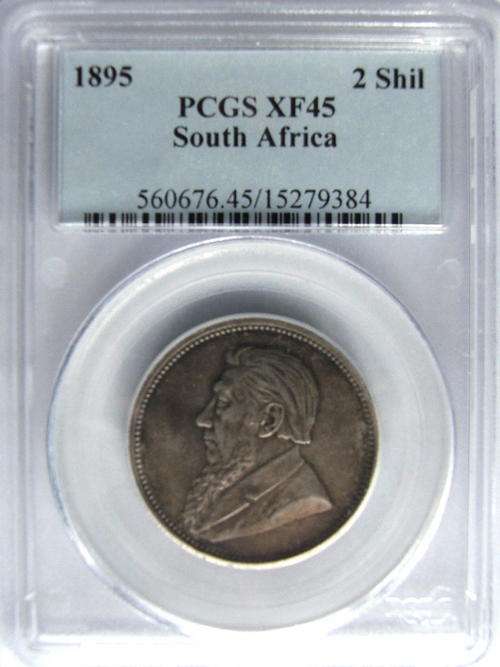 1895 South Africa two (2) Shillings - Graded PCGS XF45 !!!