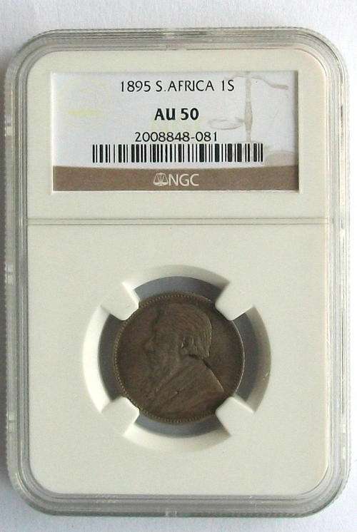 1895 South Africa 1 Shilling: Graded - NGC AU50 !!!!!