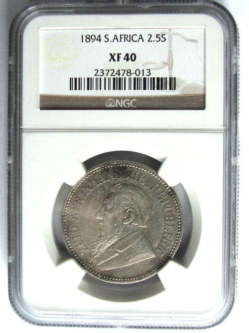 1894 South Africa 2.5 (two and a half) Shillings: Graded NGC XF40 !!!