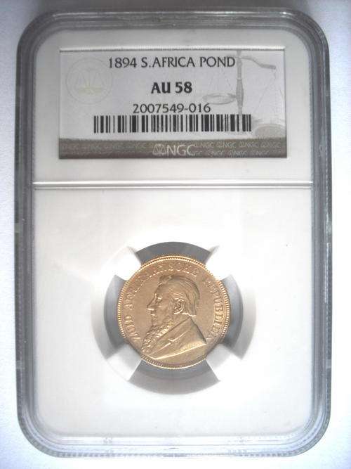 1894 SOUTH AFRICA POND - GRADED NGC AU58 ! ! !